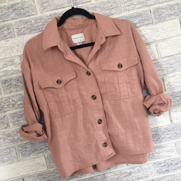 American Eagle Outfitters Tops - American Eagle Button Down Salmon